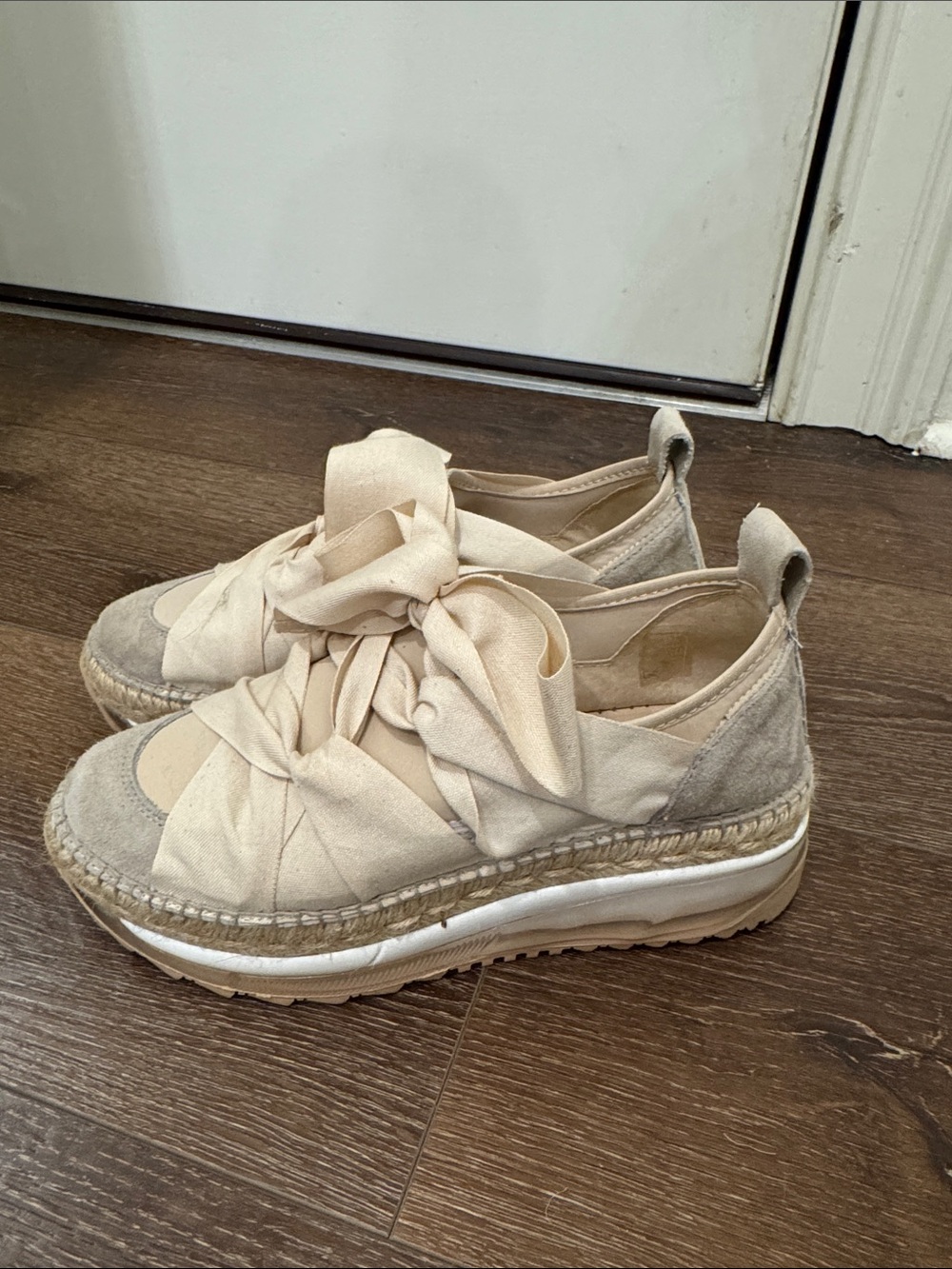 Free People Women's Cream Knot-Detail Platform Espadrille